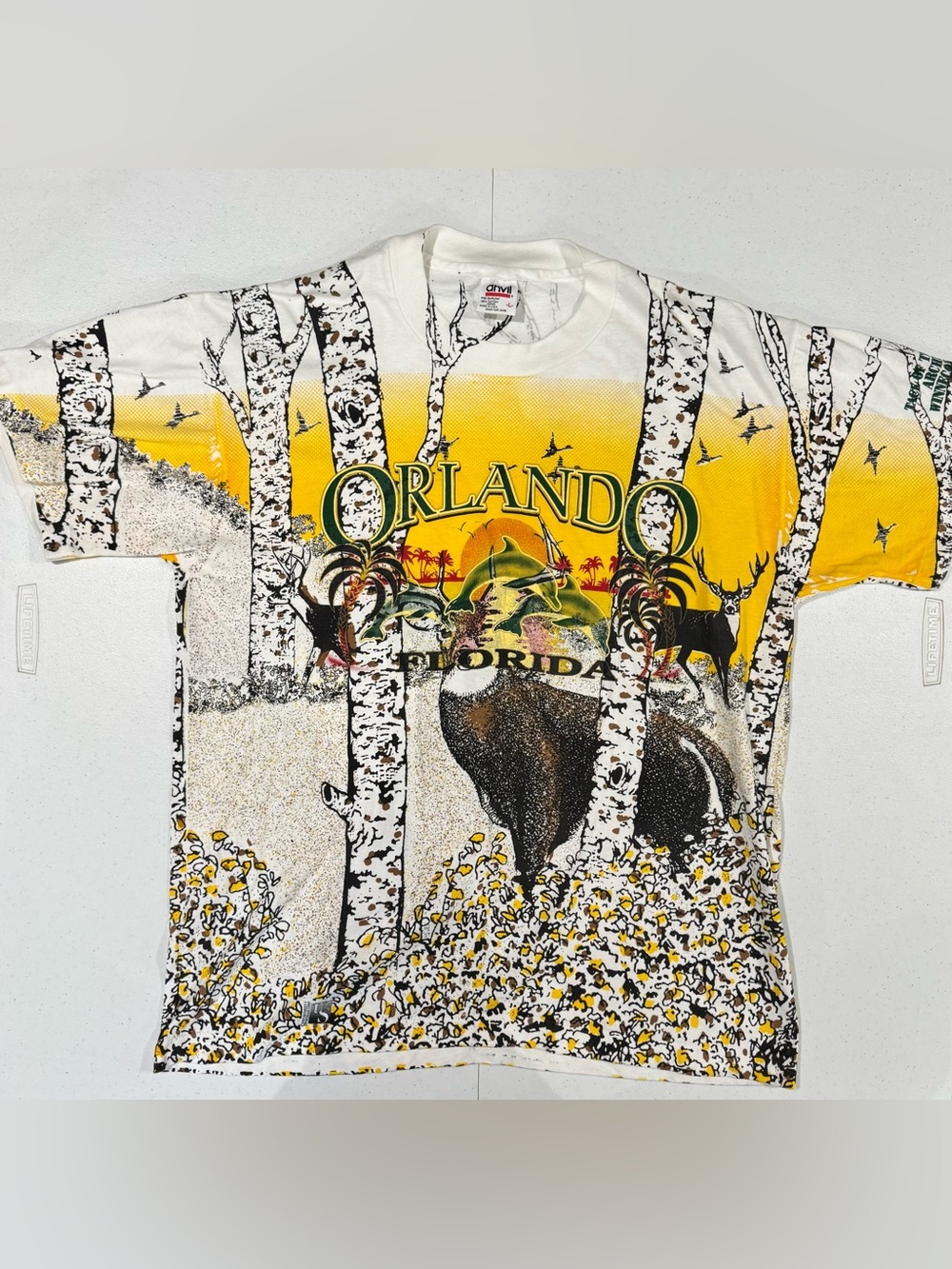 Vintage 1994 Orlando Florida All Over Print t shirt large 90’s deer buck outdoor